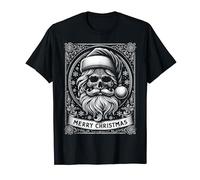 Vintage Crâne Père Noël Flocons de neige Merry Christmas Retro X-Mas T-Shirt