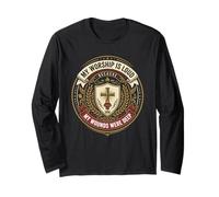 Vintage Crest Christian Mon culte est Fort à Cause de Mes blessures Manche Longue
