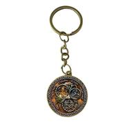 Vintage Cthulhu Porte-clés Steam Punk R'lyeh Motif Lettre Verre Dôme Pendentif Porte-clés Homme Femme Bronze Bijoux, marron, 25