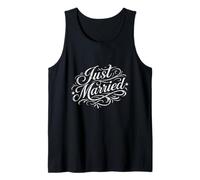 Vintage Cursive Just Married Couple de Jeunes mariés romantiques Débardeur