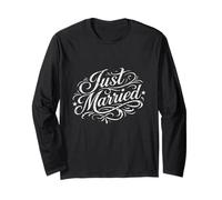 Vintage Cursive Just Married Couple de Jeunes mariés romantiques Manche Longue