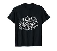 Vintage Cursive Just Married Couple de Jeunes mariés romantiques T-Shirt