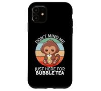 Vintage Cute Monkey Don't Mind Me Just Here for Bubble Tea Coque pour iPhone 11