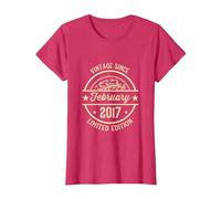 Vintage d'anniversaire Depuis février 2017 T-Shirt, Femme, Rouge Chiné, XXL
