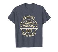 Vintage d'anniversaire Depuis février 2017 T-Shirt, Homme, Bleu Chiné, XXL