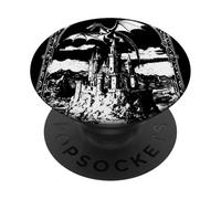 Vintage Dark Fantasy Gothique Château Dragon Cool Mythe PopSockets PopGrip Adhésif