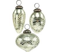Vintage Décorations de Noël Boules en verre Nostalgiques Décoration d'arbre de Noël Set de 3 pièces