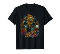 Vintage Deep Sea Diver Scène au trésor sous-Marin T-Shirt