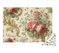 Vintage Design Floral 3 Couches Carton 1000 PC Style Ornement Baroque Puzzle Classique, Défi Ultra Difficile, Soulagement Stress, Décor Mural & Cadeau Famille Soirée 52x38cm/1000pcs