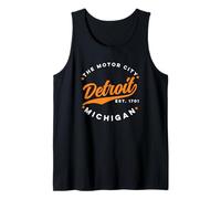 Vintage Detroit Motor City Michigan Texte Orange Débardeur