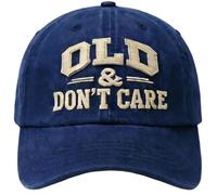 Vintage Distressed Old & Don’t Care Cap, Old and Don’t Care Hat Old Club Casquette De Membre À Vie(Blue)
