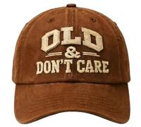 Vintage Distressed Old & Don’t Care Cap, Old and Don’t Care Hat Old Club Casquette De Membre À Vie(Coffee)