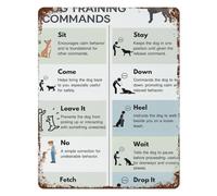 Vintage Dog Training Hand Signals Chart Obedience Commands Metal Tin Sign Pet Trainer Resource Wall Decor Guide 8 X 12 inch