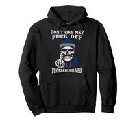 Vintage Dont Like Me Fuck Off Problem Resolved Skull Skeleton Sweat à Capuche