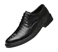 Vintage Dress Formal Shoes for Men Faux Leather Lace-up Round Toe Classic Non Slip Anti-Slip Casual Business Party Wedding(Black,44.5 EU)