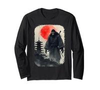 Vintage drôle Samurai Bigfoot japonais Ukiyo-e Art Graphic Graphic Manche Longue