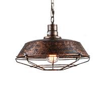 Vintage E27 Chandelier Cage Lampe rétro Hangage Aymordage Métal Hauteur réglable Plafond Industriel Abus pour Cuisine café Salle à Manger Salon décoratif/Rouille