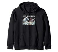 Vintage Eat The Rich Ukiyo-e Kanagawa Wave Ocean Lovers Sweat à Capuche