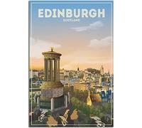 Vintage Edinburgh Scotland Skyline Rétro Mur Art Toile Affiche Art Imprimer Accueil Décoration Chambre Décoration Sans cadre 40x60cm