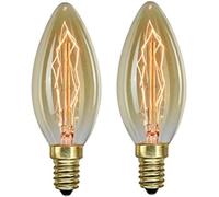 Vintage Edison E14 Tungsten Filament Ampoule C35 40w Rétro Décoratif Tungstène Bougie Ampoule Blanc Chaud Dimmable Cristal Lampe Décoration Ampoule Incandescente, 2pcs