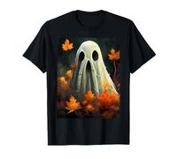 Vintage Effrayant Fantôme Drap Feuilles Automne Halloween T-Shirt