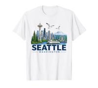 Vintage emblématique Seattle Washington Skyline Mount Rainier T-Shirt Graphique avec Valeur