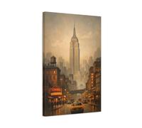 Vintage Empire State Building Brown And Gold City - Canvas Wall Art Print 16×24 inch (40×60 cm) - Vertical / 1.25 inch (3 cm)
