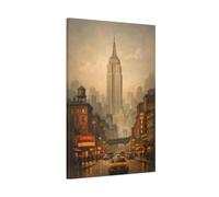 Vintage Empire State Building Brown And Gold City - Canvas Wall Art Print 24×36 inch (60×90 cm) - Vertical / 1.25 inch (3 cm)