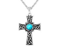 Vintage en Argent Retro Nordic Viking Pendante Un Collier de Croix Celtique pour Les Hommes Irlandais