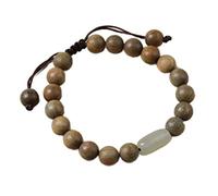 Vintage en Bois de Santal Vert, Perle Bouddhiste en Bois, Boucle Unique réglable, Accessoires Cadeau
