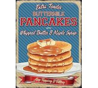 Vintage enamel style Tender Buttermilk Pancakes & Maple Syrup metal advertising sign 15x20cm by The Original Metal Sign Company