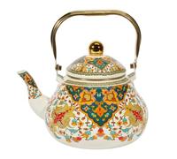 Vintage Enamel Tea Kettle,Thickened Enamel Teapot with Floral Design,Classic Floral Tea Kettles with Handle for Induction, Gas Stove, Home Kitchen Decor Gifts