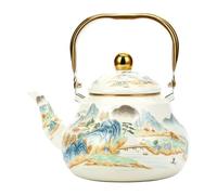 Vintage Enamel Tea Kettle,Thickened Enamel Teapot with Floral Design,Classic Floral Tea Kettles with Handle for Induction, Gas Stove, Home Kitchen Decor Gifts