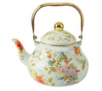 Vintage Enamel Tea Kettle,Thickened Enamel Teapot with Floral Design,Classic Floral Tea Kettles with Handle for Induction, Gas Stove, Home Kitchen Decor Gifts