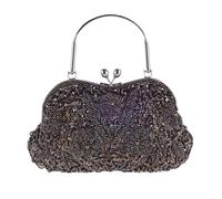 Vintage Ethnic Style Evening Bags Fashion Round Beaded Flower Clutches Handle Handbags Shoulder Bag For Women(Color 2)