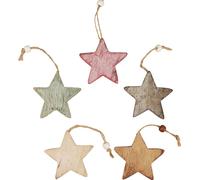 Vintage étoiles en bois Décoration à suspendre Noël Ø6,5cm, 10 pièces, décoration rustique, étoiles en bois blanc, décoration naturelle, décoration de Noël