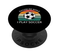 Vintage Excusez-Moi Pendant Que Je Joue au Football Retro Soccer Lover PopSockets PopGrip Adhésif