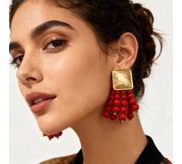 Vintage fait à la main en bois goutte boucles d'oreilles Maxi perlé bohème déclaration bijoux de mariage pour les femmes brincos