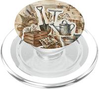 Vintage Farm Tools Collage Jardin Rustique Art éphémère PopSockets PopGrip pour MagSafe