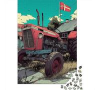 Vintage Farm Tractor Art Print-2 Puzzles 1000 Pièces Cadeau Unique Jeu Éducatif Défi Jouet À De Qualité Supérieure Peinture Art pour Adultes Et Enfants 52x38cm/1000pcs