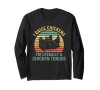 Vintage Farmer pour hommes maman papa volaille farming poulet Manche Longue