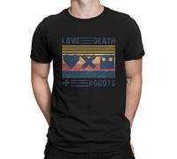 Vintage Feel T-Shirt for Men Love Death Robots TV Unique Pure Cotton Tee Shirt Crewneck Short Sleeve T Shirts