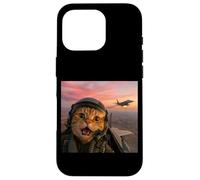 Vintage Fighter Pilot Cat Cool Aviation Selfie Art Coque pour iPhone 16 Pro