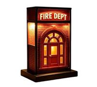 Vintage Fire Dept Lamp - 3D Retro Table Light, Warm LED Illumination Bulb Station, Energy Efficient Bedside Lanterns, Small Decorative Firefighter Theme - For Office Bookshelves Playrooms Men