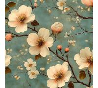 Vintage Fleurs Blanc Papier Peint Adhesif Nature Plante Motif Mural Film Décoratif Meuble Intissé Wallpaper Autocollant Imperméable Mat Stickers Collant pour Armoires Murs Salon Chambre 0.52X3 M
