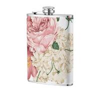 Vintage Floral Blanc,Flasque de poche plate de 8 oz en acier inoxydable 304, idéale pour les activités de plein air.