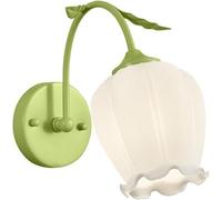 Vintage Floral E27 Murce Sronce Blanc Grossé Glass Flower Shade Lightture pour la Chambre Halway Halway French Cottage Decor Accent Lighting (Vert)