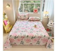 Vintage Floral Flat Top - Drap plat de luxe en coton d'art avec motif floral rétro, drap plat chic et romantique avec motif de panda et de fleurs sauvages, seulement pour femmes et filles, literie