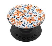 Vintage Floral Fleurs Aquarelle Fleur Orange Bleu PopSockets PopGrip Adhésif
