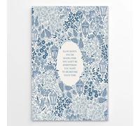 Vintage Floral Inspirational Poster - Slow Down You're Doing Fine Blue Canvas Print, Positive Affirmation Wall Decor for a Calm Home or Office Aesthetic(Unframed,12x18inch(30x45cm))